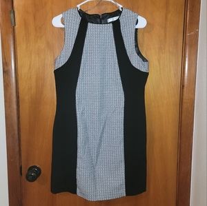 Peter Nygard Women's 10P black/ white dress with faux leather detail